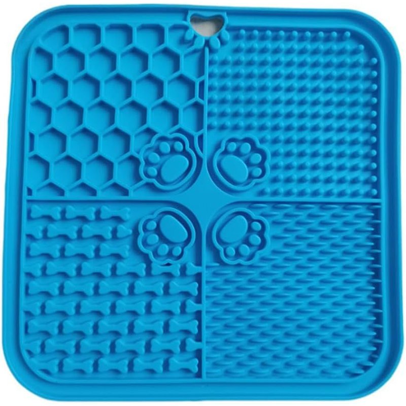 Tapis De Leche Chien,Bleu Tapis Léchage Chien Avec Ventouse,Tapis Lent Distributeur Chien, Animaux Tapis Léchage Alimentation Pour La Réduction De L'anxiété,1 Pcs