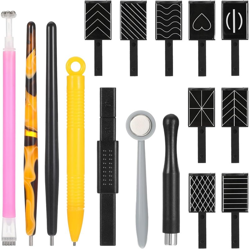 Loc-Lot De 16 Aimants ?Il De Chat Pour Ongles-9 Styles-Outil Magnétique 3d-Stylo Magnétique Pour Ongles-Outil Multifonction Pour Bricolage-?Il De Chat-Gel Uv-Polonais
