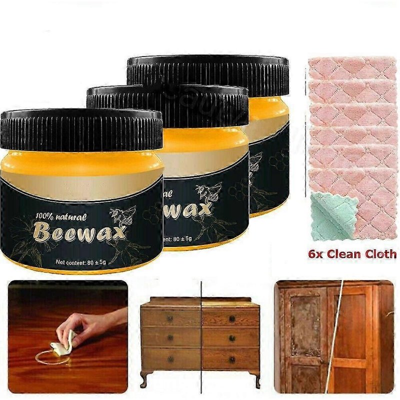 3pcs Cire Pour Meubles En Bois - Cire D'abeille - Formule Naturelle - Protège Et Améliore Le Bois