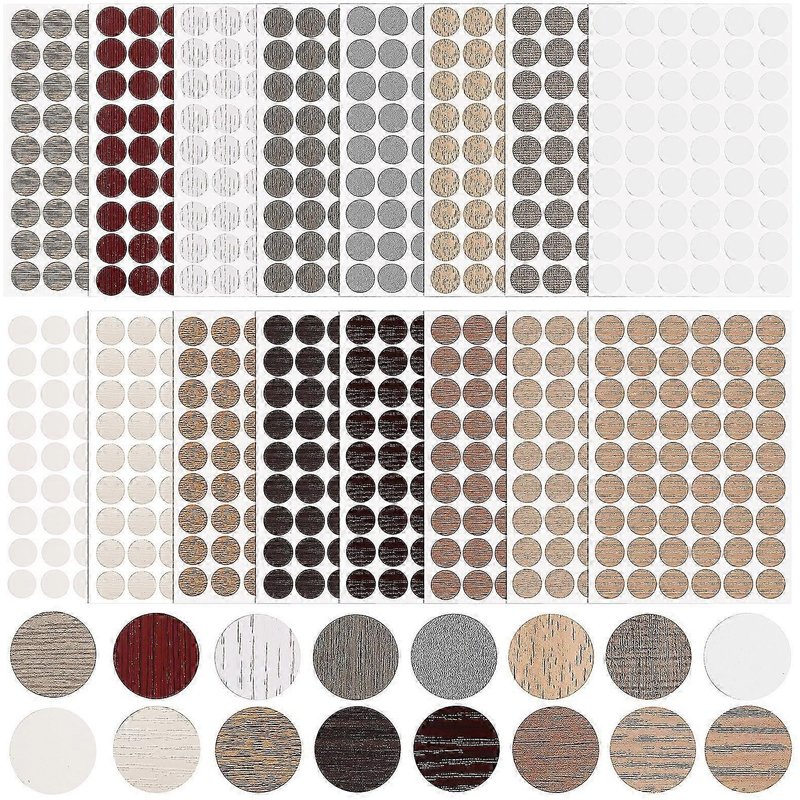 15 Feuilles Autocollants De Trous De Vis Couvercles De Trous De Meubles Autocollants De Meubles Texturés En Bois Réparation De Trous De Vis Autocollants