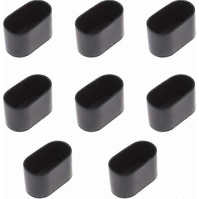 Lot De 8 Embouts Ovales Compatible Pieds De Table Ou De Chaise - Caoutchouc Souple - Anti-Rayures - 40 X 20 Mm - Noir,-Versailles