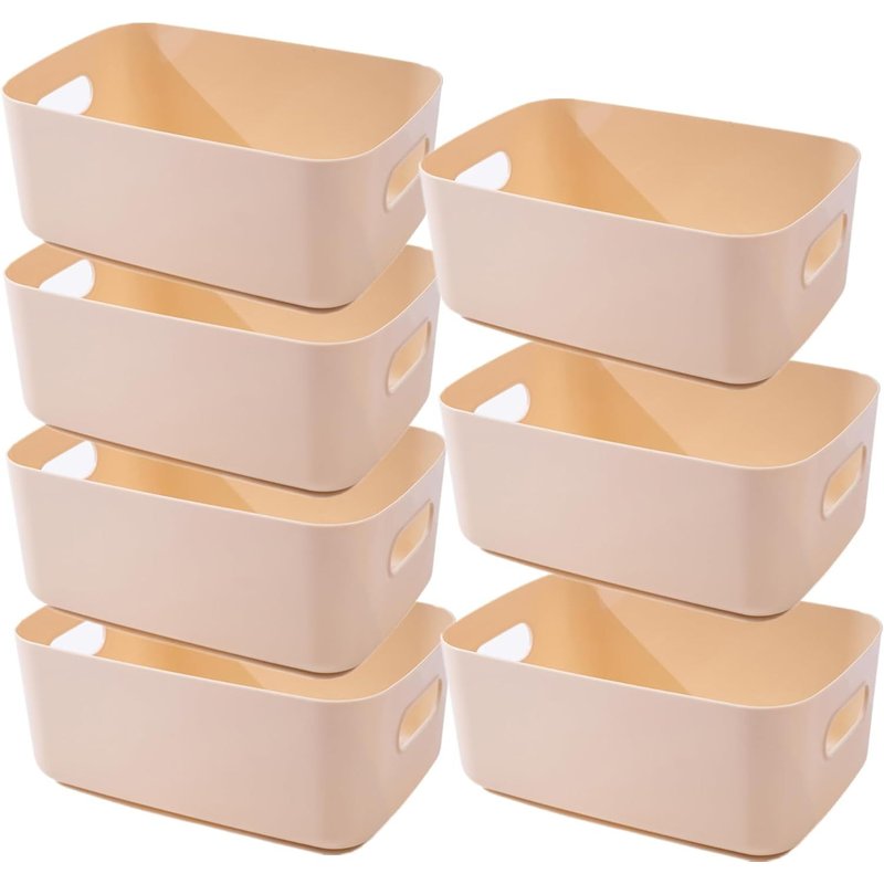 Panier De Rangement Beige 20x14x7cm,7 Compartiments En Plastique Pour Salle De Bain Et Cuisine,Coloré,Épaissi Et Durable