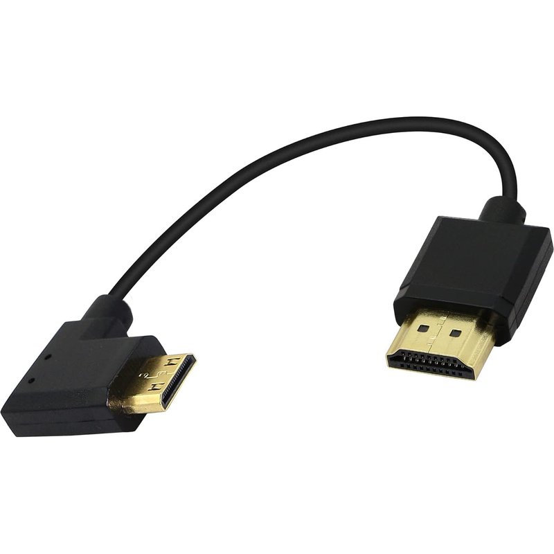 Mini Câble HDMI 15 cm 90 Degrés Haute Vitesse 4K Mâle vers Mâle-Cordon Court avec Ethernet,3D,Retour Audio (Noir Gauche)
