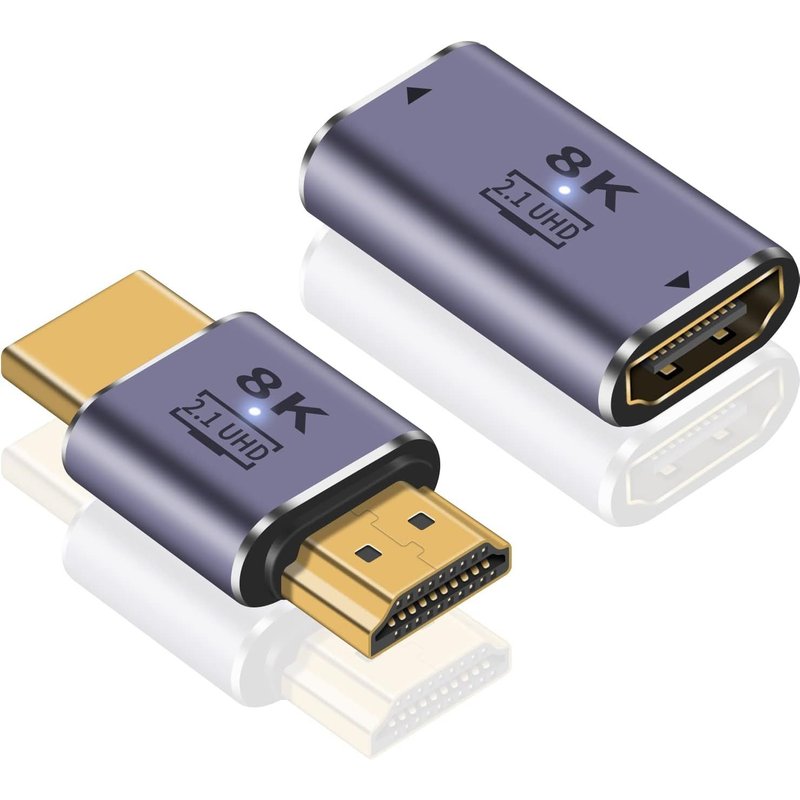 8K HDMI2.1 Adapter,adaptateur HDMI UHD mâle vers mâle avec débit de 48Gbps et connecteur adaptateur HDMI femelle vers femelle-Prend en charge la vidéo 8K@60Hz pour DVD,TV,moniteurs (2 Pack)