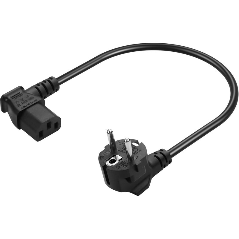 1FT CEE 7/7 vers IEC320 C13 Cordon d'alimentation européen Schuko,3 Broches 18AWG 10A/250V Angle Droit Schuko Stecker à 90 degrés Câble IEC 320 C13 (Left)