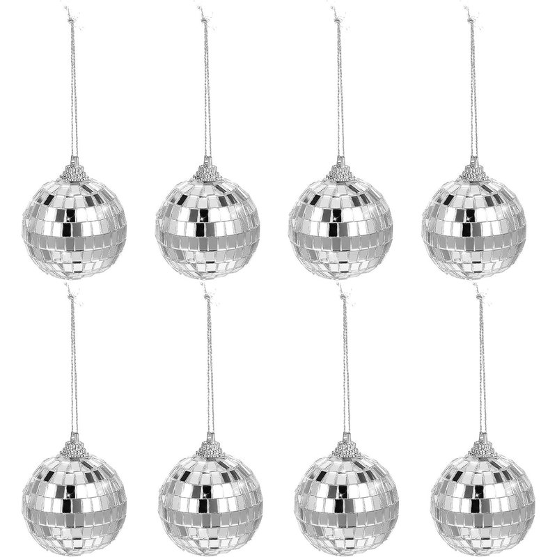 Lot De 8 Boules Disco Ă Suspendre - 5 Cm - Boule Disco ArgentĂ©e - DĂ©coration Pour Sapin De NoĂ«l - DĂ©coration De Mariage, FĂȘte, FĂȘte D'anniversaire