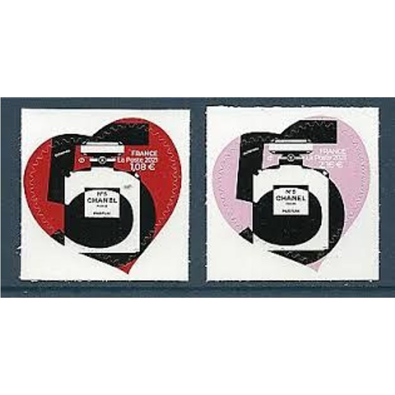 Saint Valentin : Coeurs De Chanel N° 5 La Paire Année 2021 Autoadhésdifs N° 1954 1955 Yvert Et Tellier Luxe