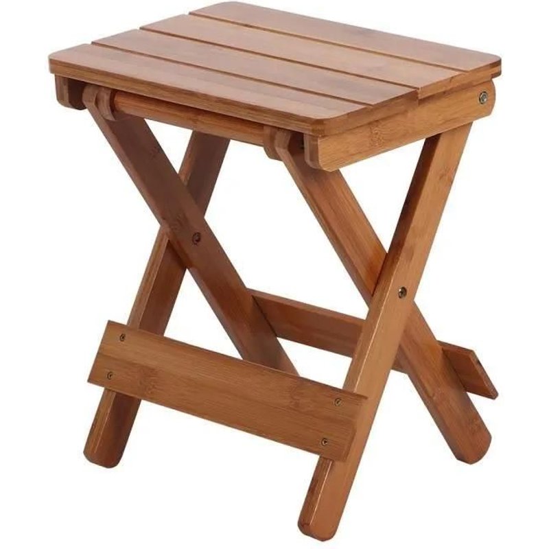 Tabouret Pliant, Tabouret Pliant En Bambou À Panneau Lisse, Étanche, Pieds De Table Robustes, Chambre Design Pliable Pour Salle De