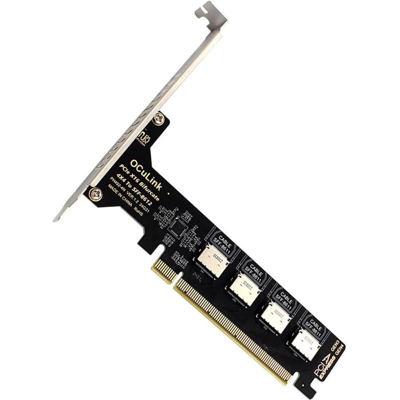 Adaptateur Pci-Express 4.0 Pcie 16X Détachable Vers Quatre Oculink Sff-8612 Sff-8611 Adaptateur Vroc Raid0 Interne Pour Ssd U.2 Egpu Station D'Accueil Pour Carte Graphique Externe