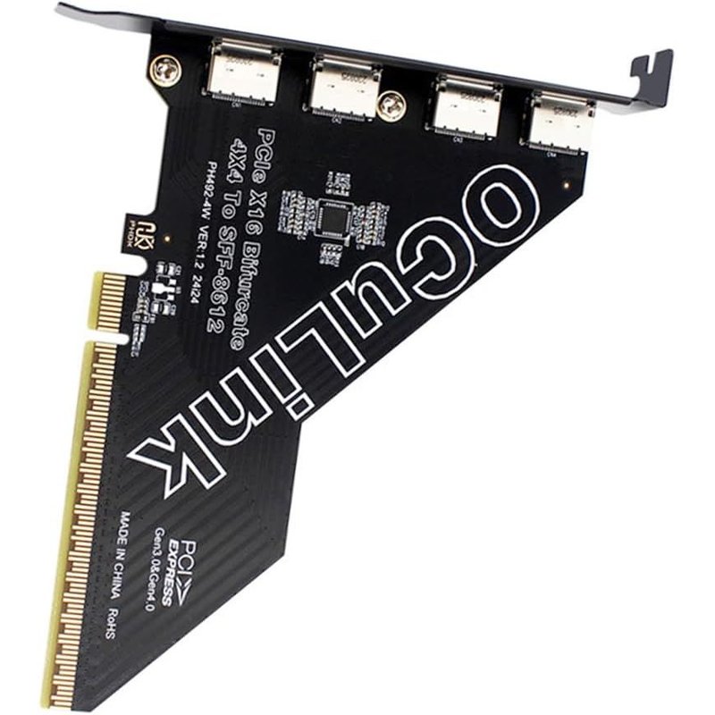 Adaptateur Pci-Express 4.0 Pcie 16X Détachable Vers Quatre Oculink Sff-8612 Sff-8611 Adaptateur Vroc Raid0 Externe Pour Ssd U.2 Egpu Station D'Accueil Pour Carte Graphique Externe