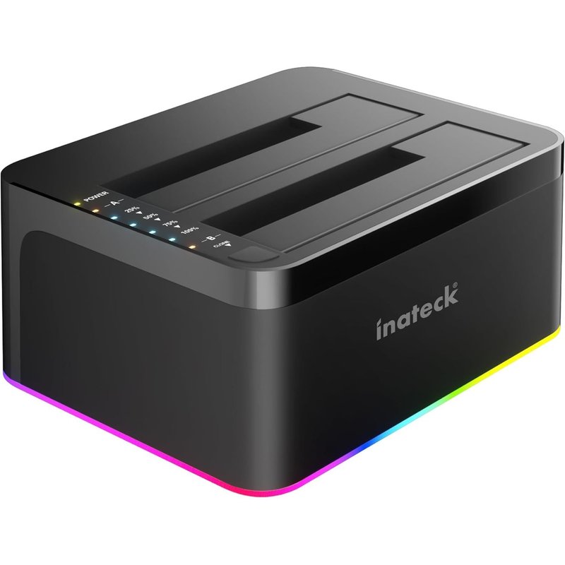 Rgb USB 3.0 USB-C Station D'Accueil, Avec La Fonction De Clone Hors-Ligne, Pour Hdds Et Ssds 2,5 Et 3,5 Pouces, Double Baie 2 X 20 To, Uasp Soutenu, Sa02003CÂż