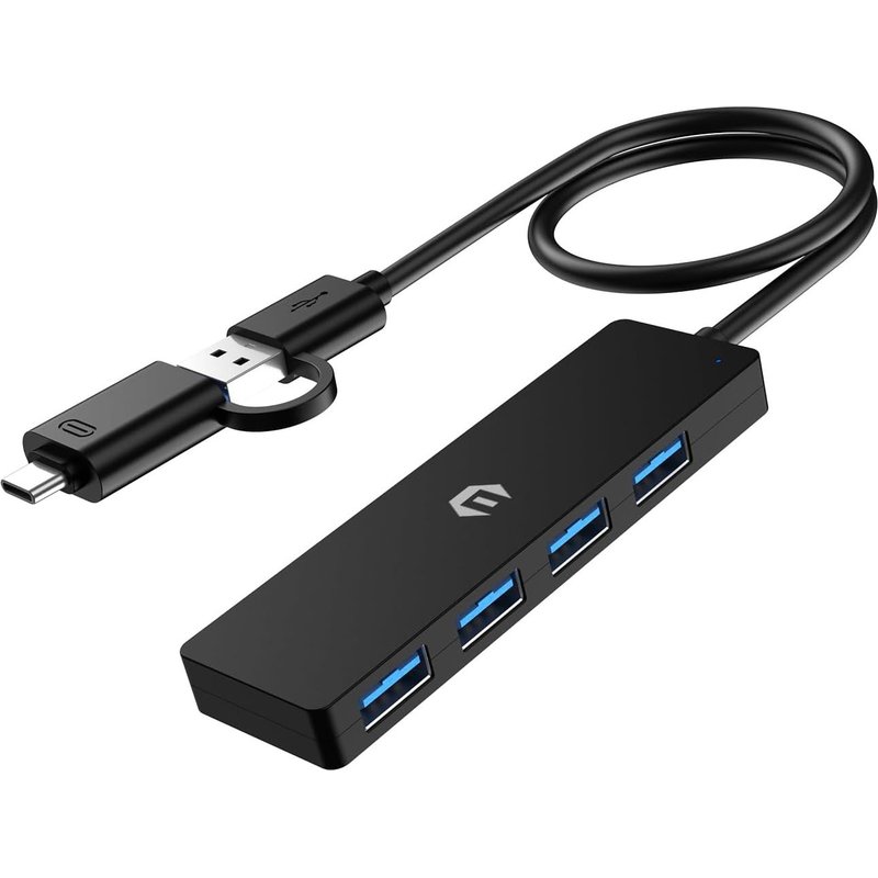 4-Port Hub Usb, Usb 3.0 Hub Pour Macbook Pro/Air, Usb A/C Adaptateur, Multiport Usb 5 Gbps Data Hub Pour Imac Pro, Xbox, Ps4, Dell, Hp, Surface, Tesla Model 3, Hdd