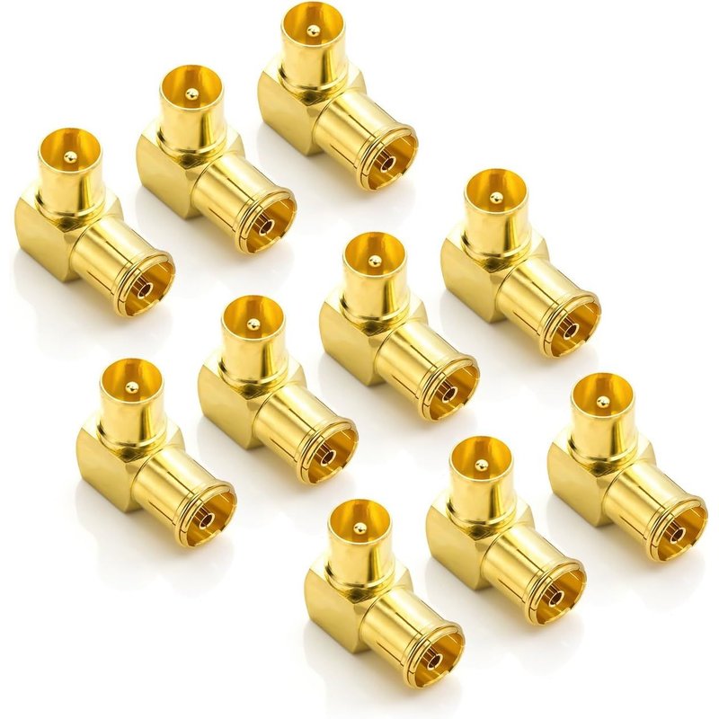 10x 90° IEC Angle Connector Adapter Set 90° Angle Coaxial Connector for DVB-T DVB-T2 HD Cable Television Radio