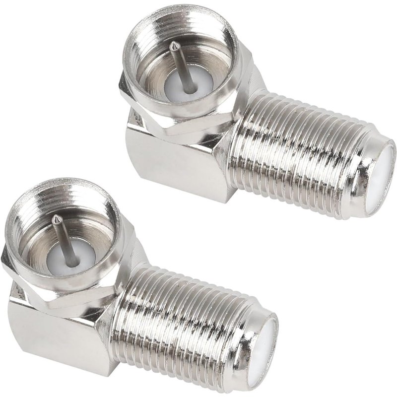 2 x 90° Angled Adapter for Coaxial Cables, Gold Plated F Connectors, 7mm Sat Cable Connector, Ideal for Small Spaces - Convert to Right Angle Connector for Digital Decoder