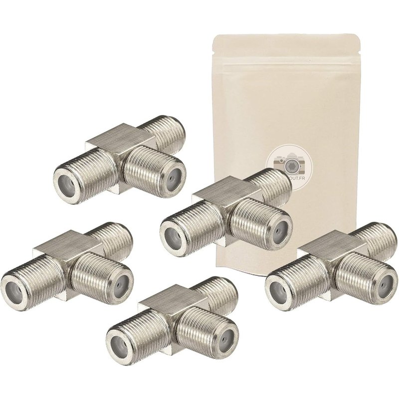 X5 Female TV Socket F Type RF Splitter Y Splitter Y Divider Connector A Screw Satellite Antenna TNT Âż French Brand