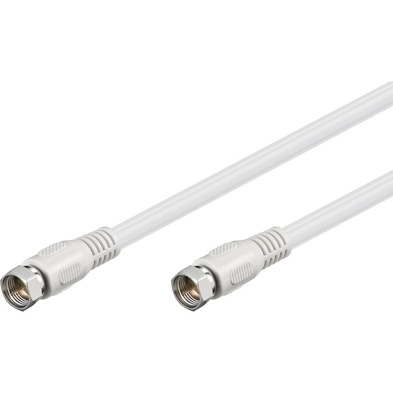 Goobay 50737 Satellite Connection Cable, Antenna Cable, Coaxial Cable, F-Plug to F-Plug, Double Shielded, 1.5 m, 80 dB, White