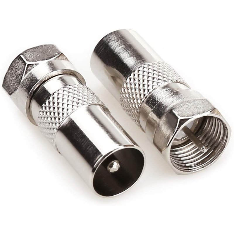 F Adapter Male to Male Coaxial Plug, TV Aerial Coaxial Cable F Connectors Satellite Adapter F Type Screw Connector Power Socket for RF Converter -Pack of 2