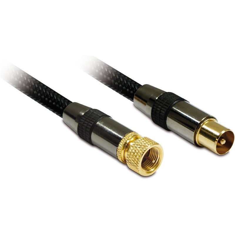 Shielded Antenna Cable Male/Male - F/TV Plug Connection 9.52 mm - 1.50 m - Black