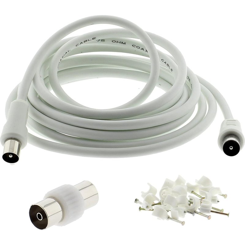 TV Coaxial Cable 3C2V 1.5M - Nickel Plated RF Coaxial Extender for Smart U-HD TV Antenna Socket, Antenna Housing, Y Splitter, Signal Amplifier (1.5m)