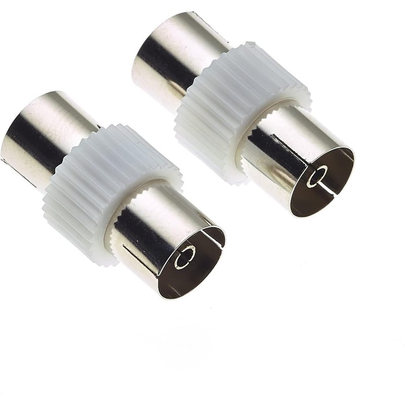 TV Coaxial Plug to TV Coaxial Socket Coupler and Adapter, 75 Ohm Impedance for Excellent Transmission, Great Coaxial Connector and Extension Cable - Pack of 2