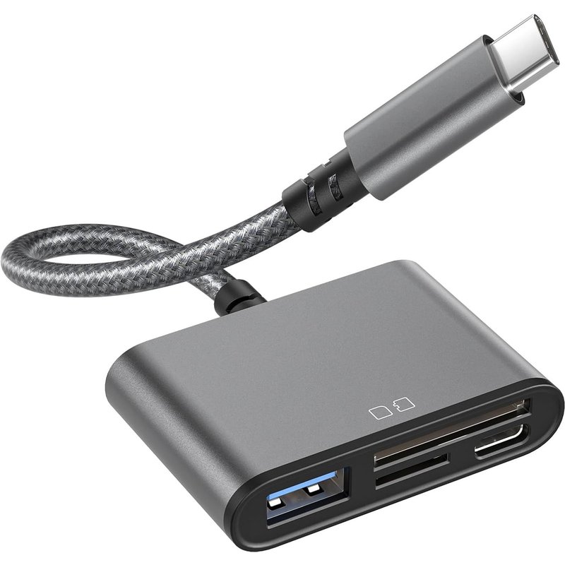 Basesailor USB C SD Card Reader for iPhone 16 15.4-in-1 Memory Card Adapter Type C Micro SD TF with USB 3.0 and Charging Port for Samsung S24 A55, MacBook Pro, iPad Air 4 5 Mini 6 7, Laptop