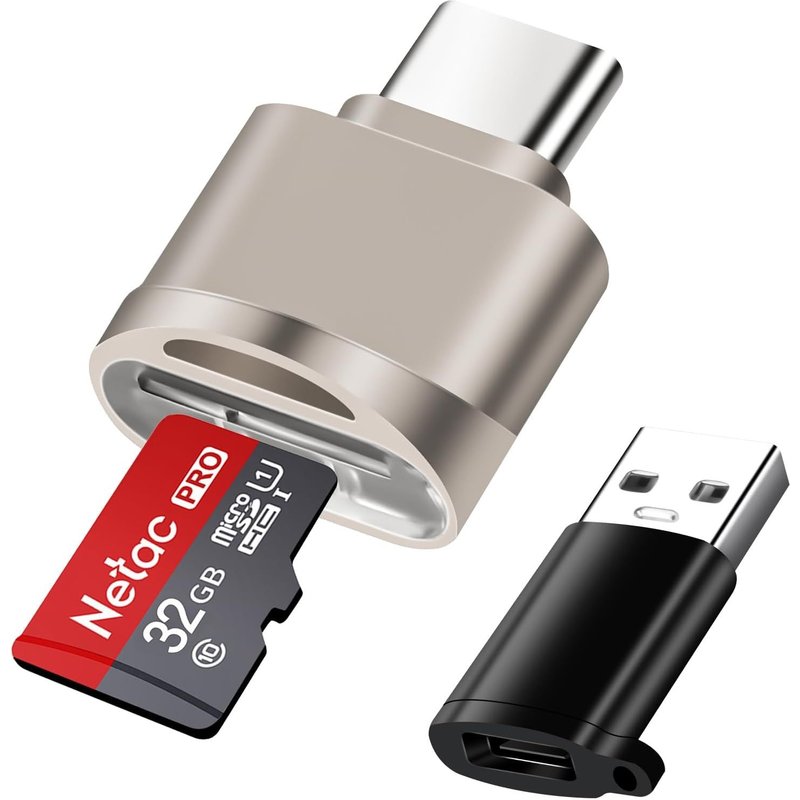 Micro SD Card Reader, USB C Memory Card Reader Adapter with USB C to USB A, USB C to TF, Micro SD SDXC SDHC, Suitable for Galaxy Phones, Laptops, MacBook