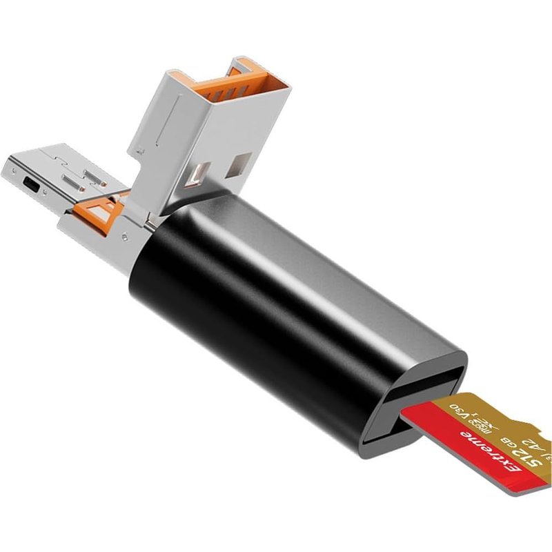 Micro SD Card Reader, USB C to SD Card Reader, 2-in-1 TF Memory Card Reader USB and Type C for Laptops, MacBook, Samsung Galaxy Phones and More, Black