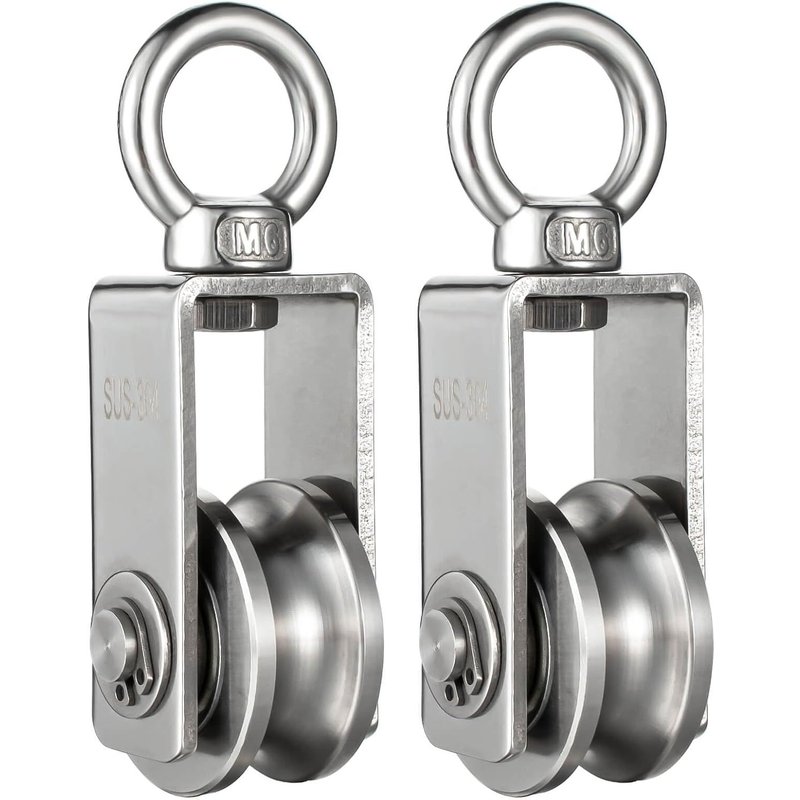 Lot de 2 poulies de renvoi avec 2 roulements à billes, poulie de fitness en acier inoxydable 304, poulie pour cordes, câble en acier, capacité de charge 250 kg