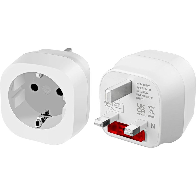 UK Prise Adapteur, Adaptateur Voyage Europe vers UK England Angleterre Schuko 2 Ă 3 Broches pour Europe,Europe Francaise 2 Broches vers GB 3 pour Royaume-Uni, Dubai, Irlande, Bretagne Type G