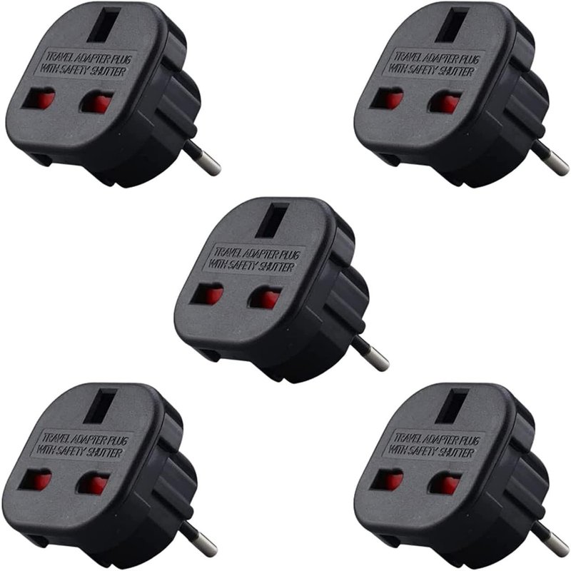 Adaptateur Voyage Prise Anglaise vers France Lot de 5 - Type G vers Type C - Société Française