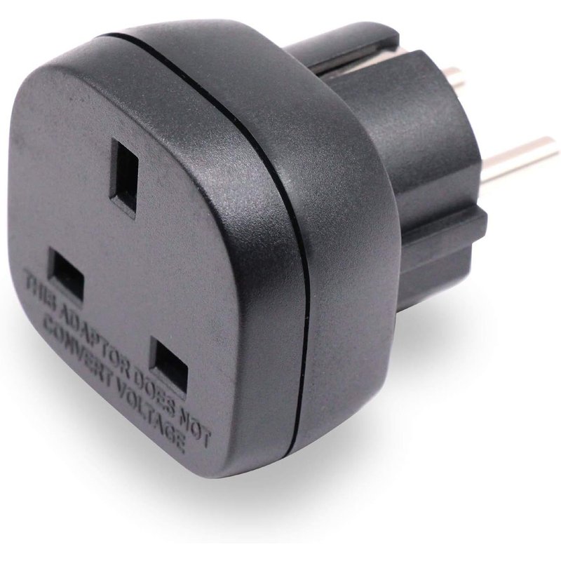 Approuvé UK à EU/DE/FR/FR/IT/ES Adaptateur Enfichable, Appareil électronique 3 Broches UK/HK/UAE à Adaptateur Femelle EU 2 Broches avec Obturateur de Sécurité (1 Pièce, Noir)
