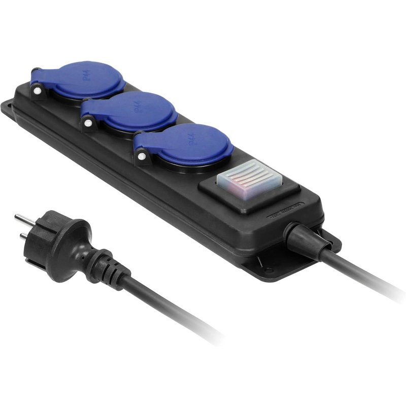 Prise Exterieure Etanche Rallonge d'Atelier Etanche IP44 3 Prises IP44 Câble Caoutchouc Interrupteur Etanche avec Câble (3 m)