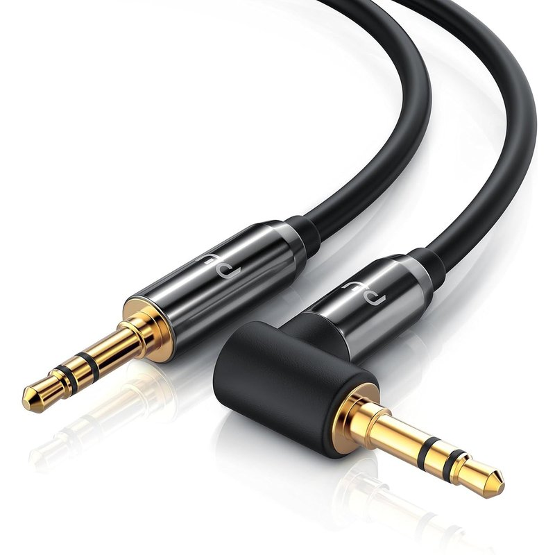 3,0m Câble Jack Audio - Câble Stéréo Auxiliaire - Connecteur métallique Mâle vers Mâle 90 Degrés - 2 x Prise Jack Audio 3,5 mm 3 pôles - Série HQ Premium - Noir