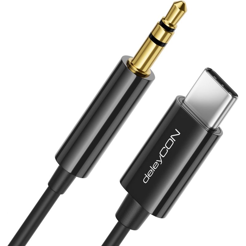 1m Câble USB-C vers Jack 3,5 mm AUX Câble Audio Compatible avec Apple Samsung Google Huawei Xiaomi Smartphone Téléphone Portable Tablette Voiture Casque D'écoute Jack - Noir