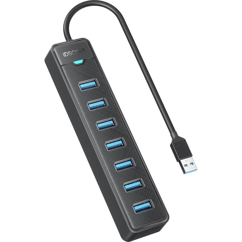Hub USB 3.0, 7 Ports Hub USB 3.0 5 Gbps Adaptateur Multiport Portable, Hub USB pour MacBook Air Por Windows/Mac OS, clé USB Linux, Disque Dur Mobile