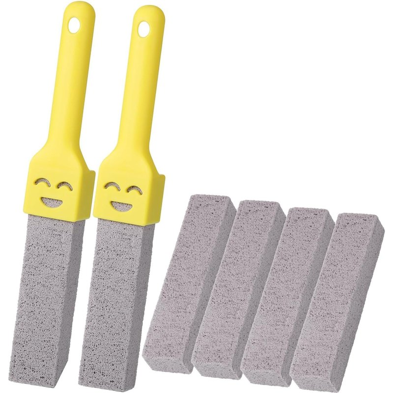 Pierre Ponce WC,6 PCS Nettoyants de Toilettes en Pierre Ponce avec 2 Poignées,Pierre Ponce Remplaçable,Brosse de Nettoyage en Pierre Ponce pour Dissolvant de Cuvette de Toilette Taches de Brosse
