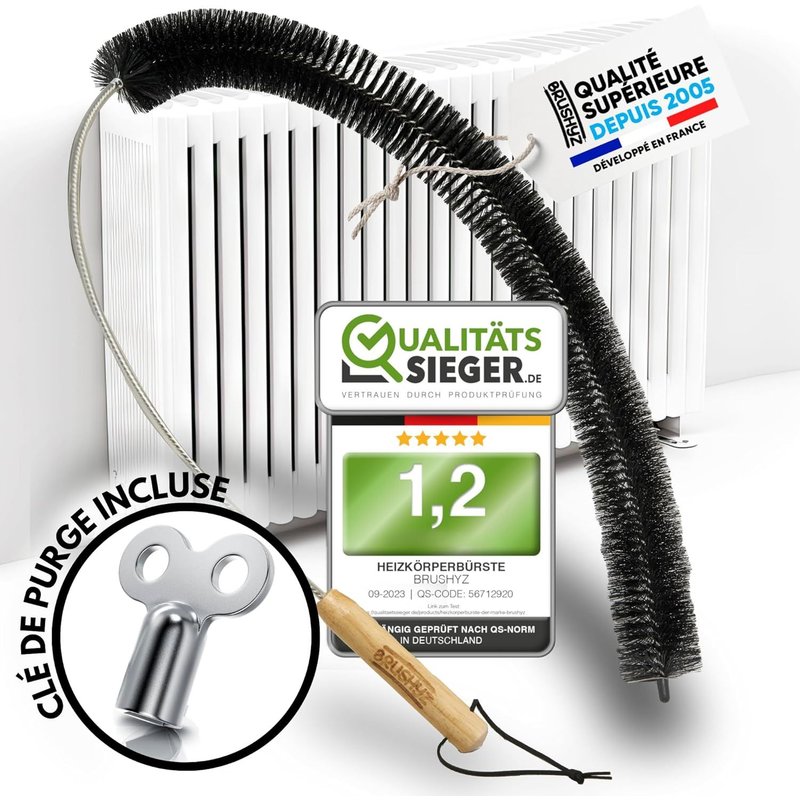 Brosse Radiateur Longue 117cm I Brosse pour Radiateur sans Rayures I Plumeau Radiateur avec Poils en Nylon Flexible I Brosse de Nettoyage Radiateur pour Un Air Ambiant Agréable
