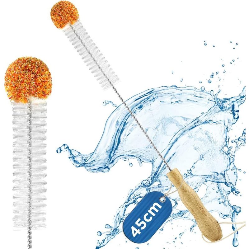 Goupillon Bouteille 45cm Ecouvillon Bouteille, Brosse Bouteille avec TĂȘte en Laine Doux et sans Rayures, Brosse de Nettoyage de Bouteilles pour Sodastream, DĂ©canteur, Bouteilles d'eau- 1 Pinceau