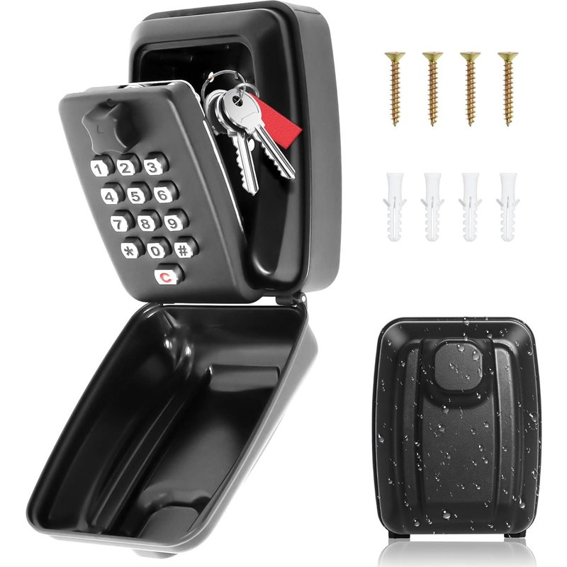 Boîte de Verrouillage pour Clés D'extérieur, Serrure à Combinaison à 12 Chiffres, Grande Capacité pour la Maison, le Garage, le Bureau, L'entrepôt