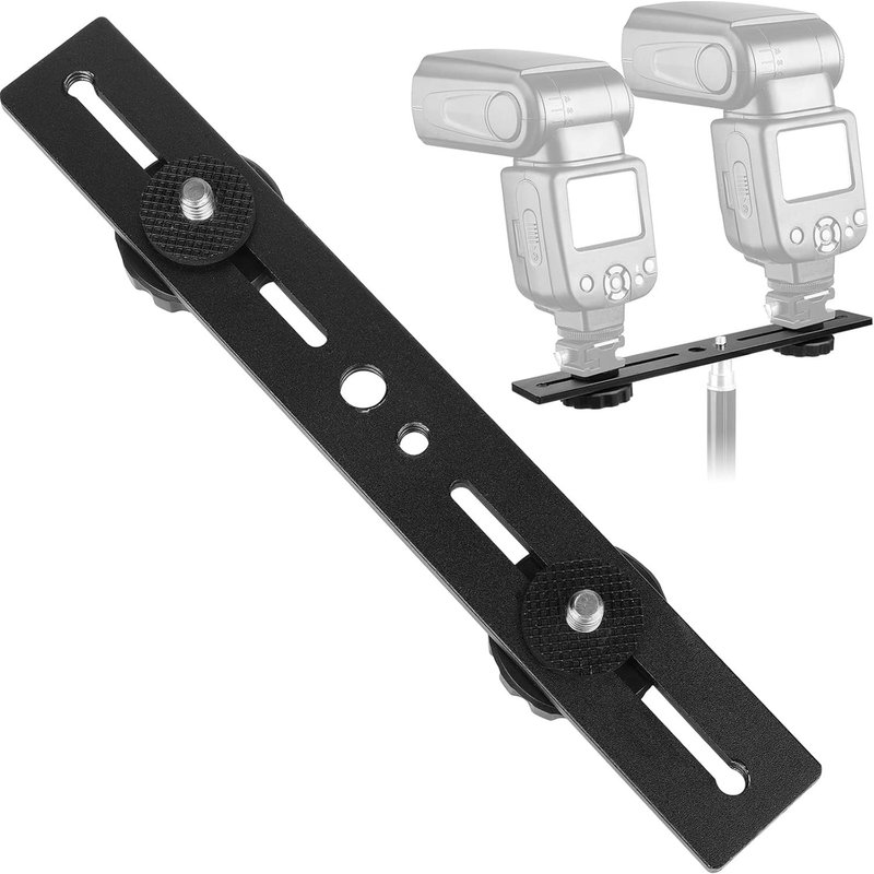 Barre d'extension de flash pour appareil photo 20,3 cm avec support de trépied pour trépied double griffe 1/4'' pour appareil photo compatible avec lumière LED, photo reflex, trépied