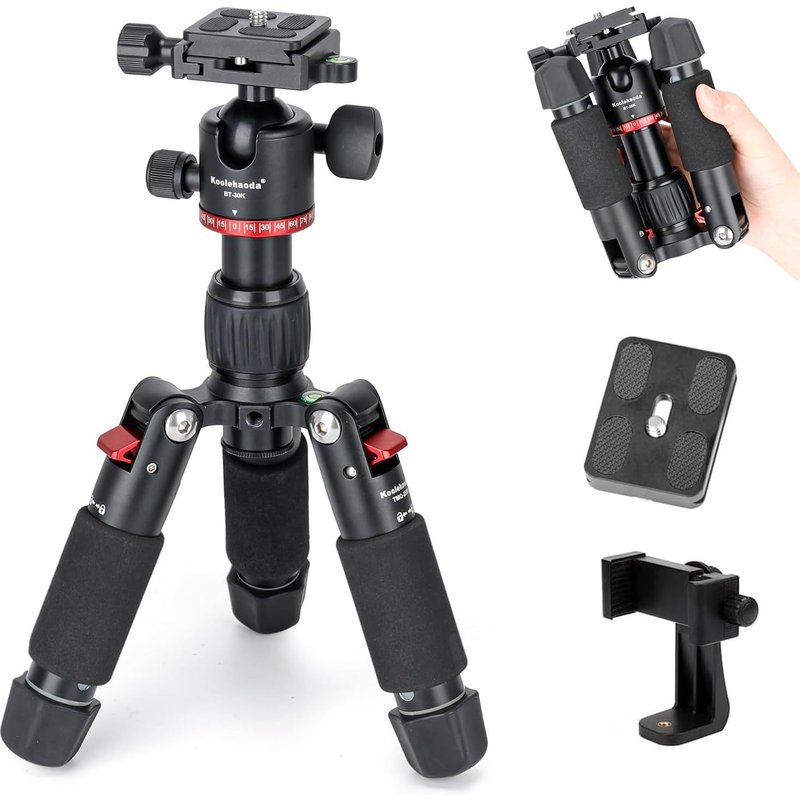 Mini trépied Portable, trépied Macro de Table de 46 cm avec rotule à Profil Bas à 360° et Deux plaques à dégagement Rapide 1/4"" pour Appareil Photo Reflex numérique, Charge jusqu'à 6 kg