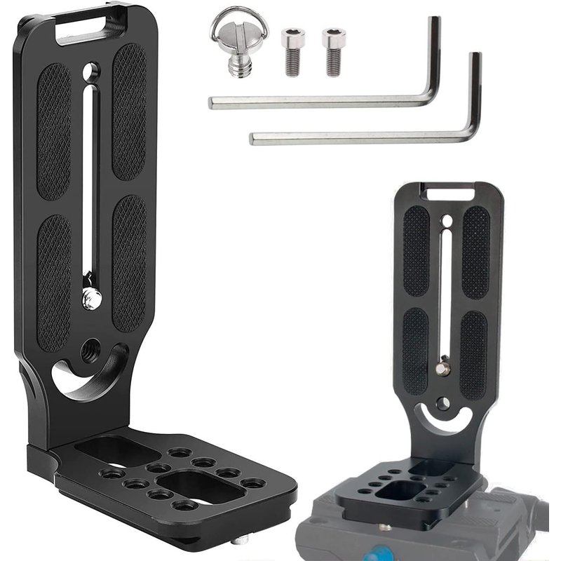 Support en L Arca Swiss, DSLR Camera L Bracket, Support en L Libération Rapide Plaque, Support en L Verticale Plaque Rapide, avec Clé à Vis, Compatible avec Toutes Les Plaques d'Arca-Swiss Standards