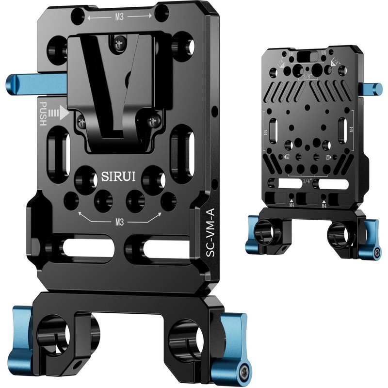 V Mount Plaque de Batterie avec Double Pince à Tige de 15 mm, V Lock Mount Plaque de Base de Batterie Sdapter pour l'alimentation de l'appareil Photo, SC-VM-A