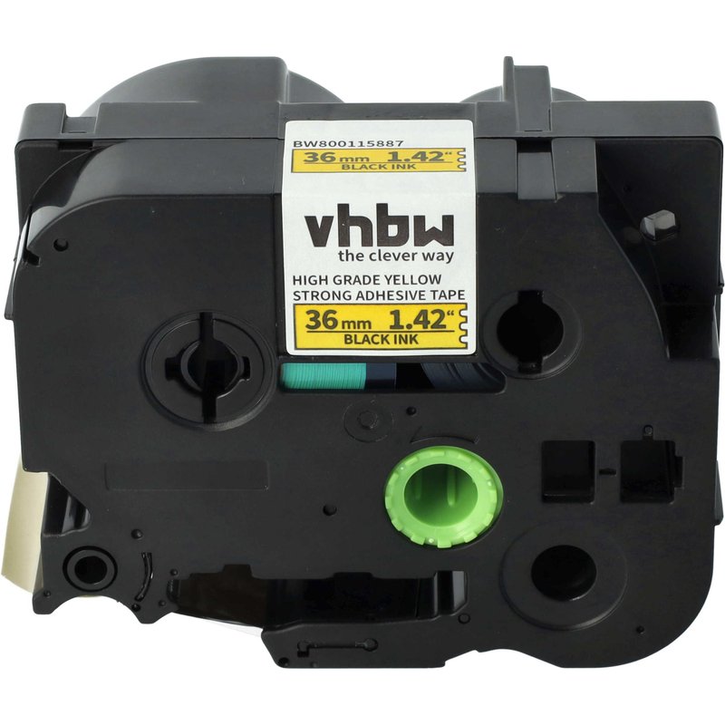 vhbw Ruban remplacement pour Brother HGE-S661 pour imprimante d'étiquettes 8m x 36mm Noir sur Jaune, extraforte