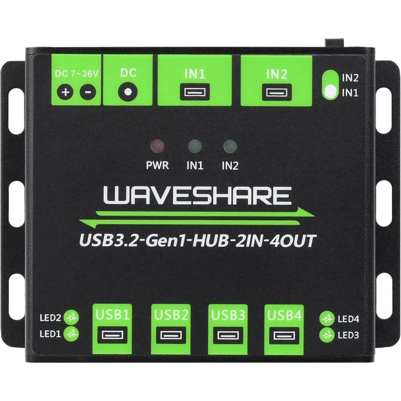 Industrial Grade Powered USB HUB, Extending 4X USB 3.2 Ports, Switchable Dual Hosts, Multi Protections, Compatible with Windows 11/10/8.1/8/7/XP