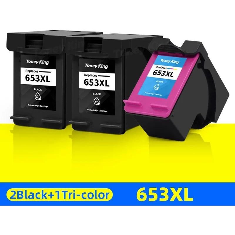 Toney King-Cartouche D'Encre De Remplacement Pour Imprimante À Jet D'Encre, Pour Hp 653 653Xl, Pour Gardens 653, Pour Hp Deskjet 6075 6475
