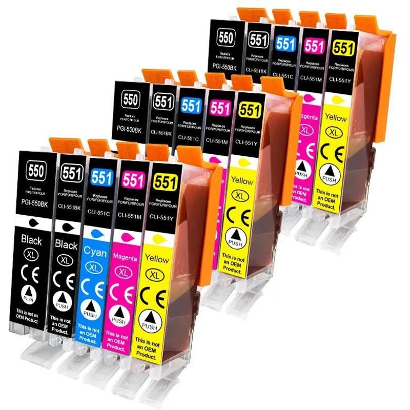 Cartouche D'Encre 550 551Xl Pour Imprimantes Canon Pgi-550 Cli-551 Xl, Compatible Mg6350 Mg7150 Ip8750 Ip7250