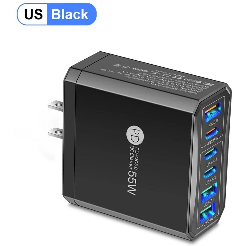 55W 3 Ports Usb 3 Pd Chargeur Adaptateur De Charge Pour Xiaomi Iphone 16 14 13 Samsung Prise De Téléphone Portable Charge Qc 3.0 Chargeur Mural