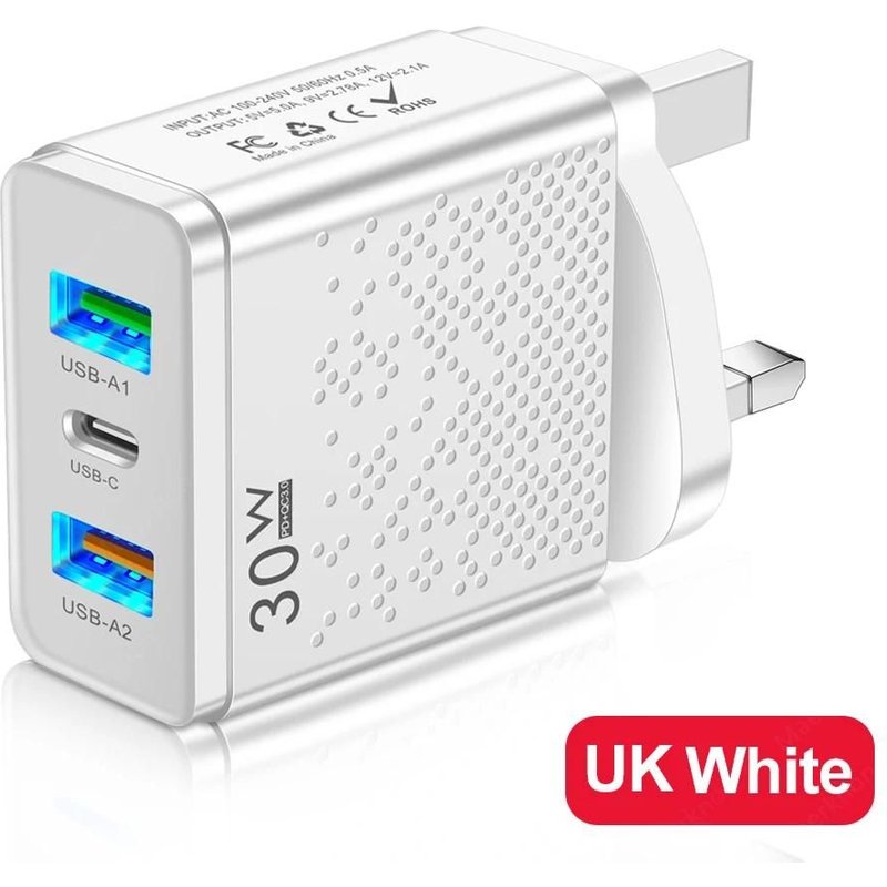 Pd Usb Chargeur Charge Rapide 3.0 30W Téléphones Rapides Adaptateur De Chargeur Pour Iphone Samsung Huawei Xiaomi 3 Ports Ue/Us Prise Adaptateur Mural