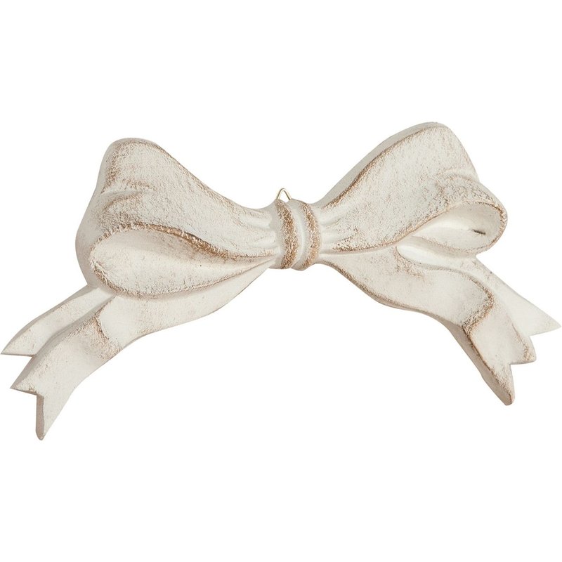 Dècor en forme de noeud en bois finition finition blanche vieillie aux dimensions L21 xPR2 xH9 cm Made in Italy